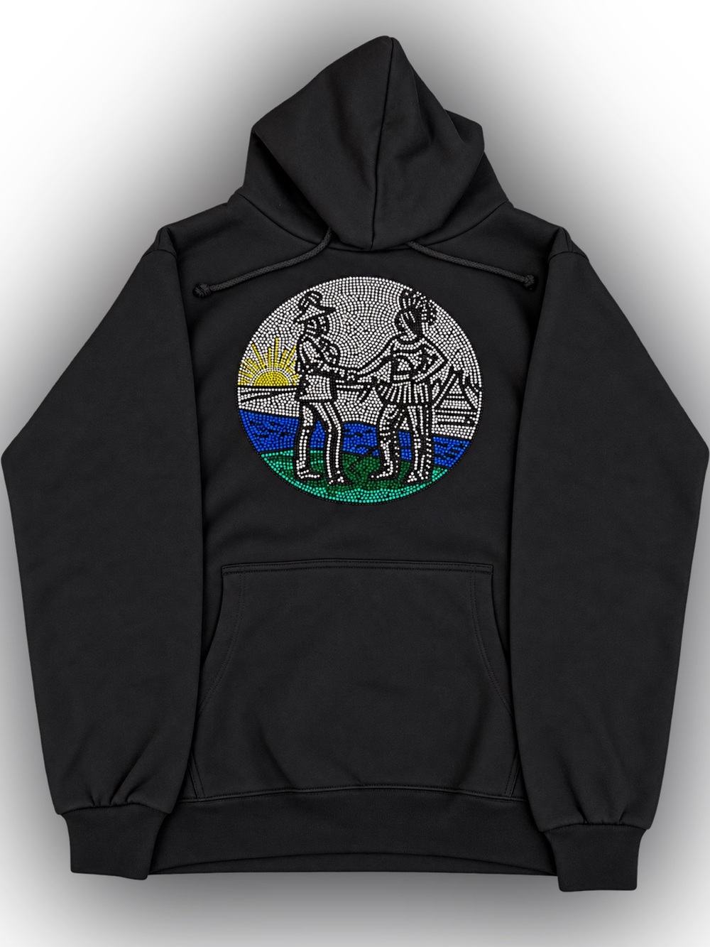 Arctic Wear Black Rhinestone Graphic Pullover Hoodie Size M